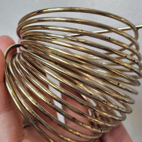 MCM Gold Brass Cat Letter Holder Coiled Wire Mail Organizer Card Keys Holder - Picture 10 of 10